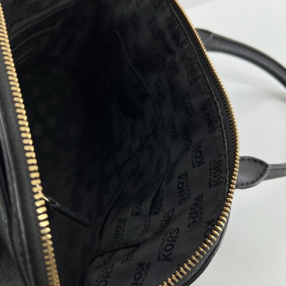 Michael Kors Cindy Large Dome Satchel Crossbody Bag Women Saffiano Leather Black - Picture 9 of 15